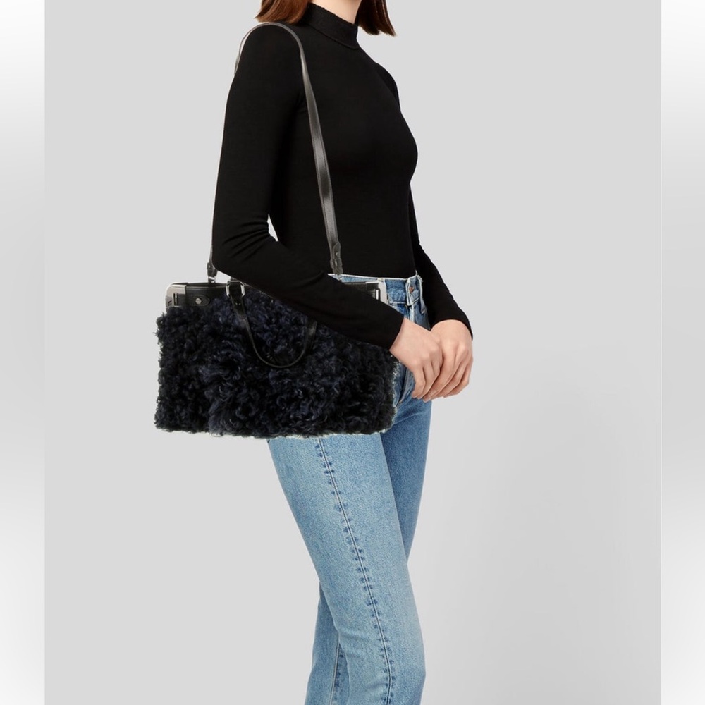 Milly Leather Trimmed Lambswool Tote - Picture 4 of 6